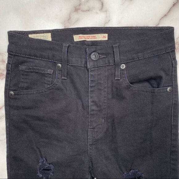 LEVI’S Mile High Super Skinny Black Denim Jeans - Size 26 - Picture 4 of 11